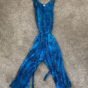 Blue Printed Overall Capri Jumper